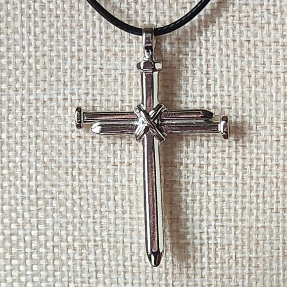 Silver Cross Pendant Necklace - Picture 6 of 7
